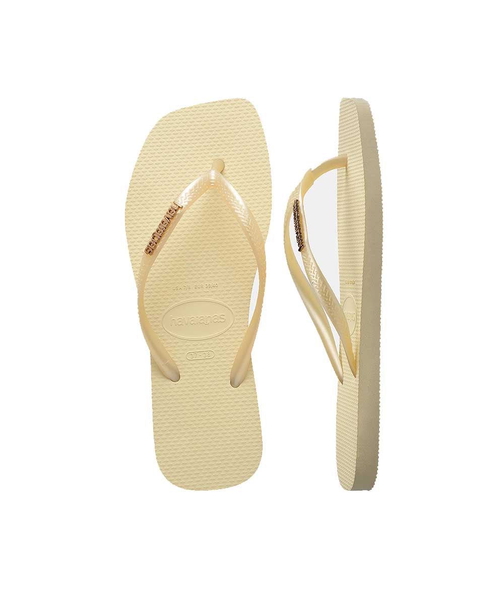Havaianas Women's Slim Square Metalic Logo Thongs