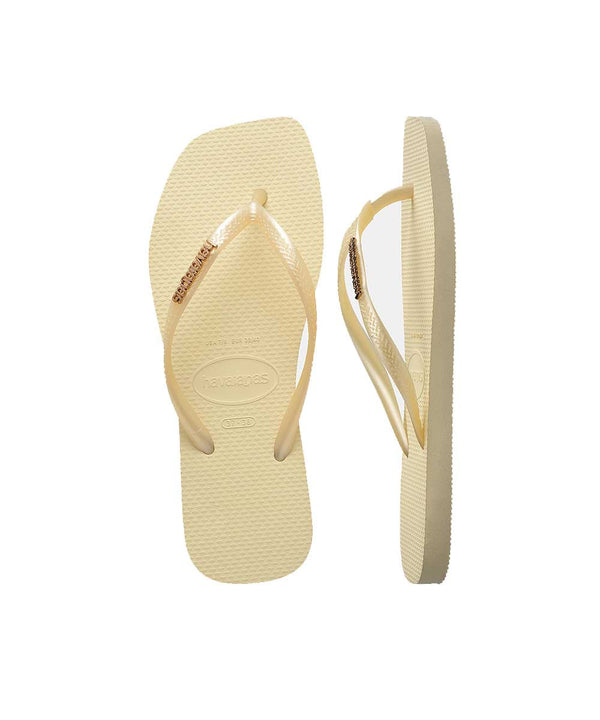 Havaianas Women's Slim Square Metalic Logo Thongs
