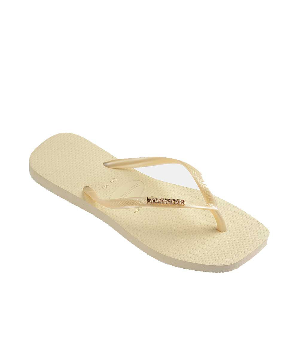 Havaianas Women's Slim Square Metalic Logo Thongs